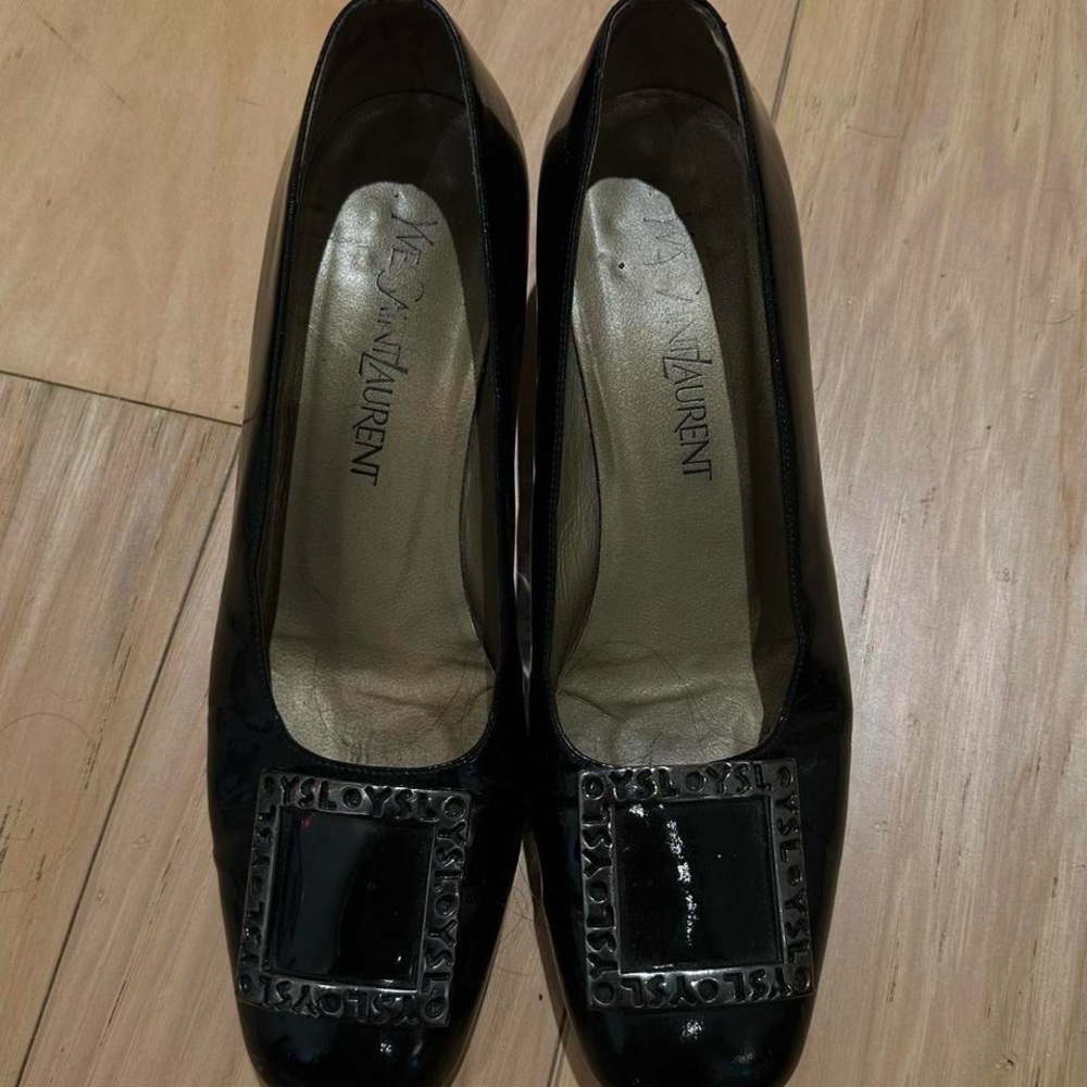 Yves Saint Laurent Black Heels with Silver Accents - Picture 6 of 8